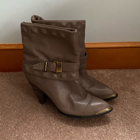 B. Makowsky Taupe studded booties - Picture 3 of 8